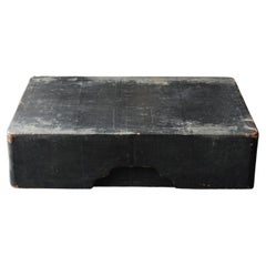 Japanese Antique Wooden Box with Paper / 1868-1912 / Meiji Era/ Exhibition Stand