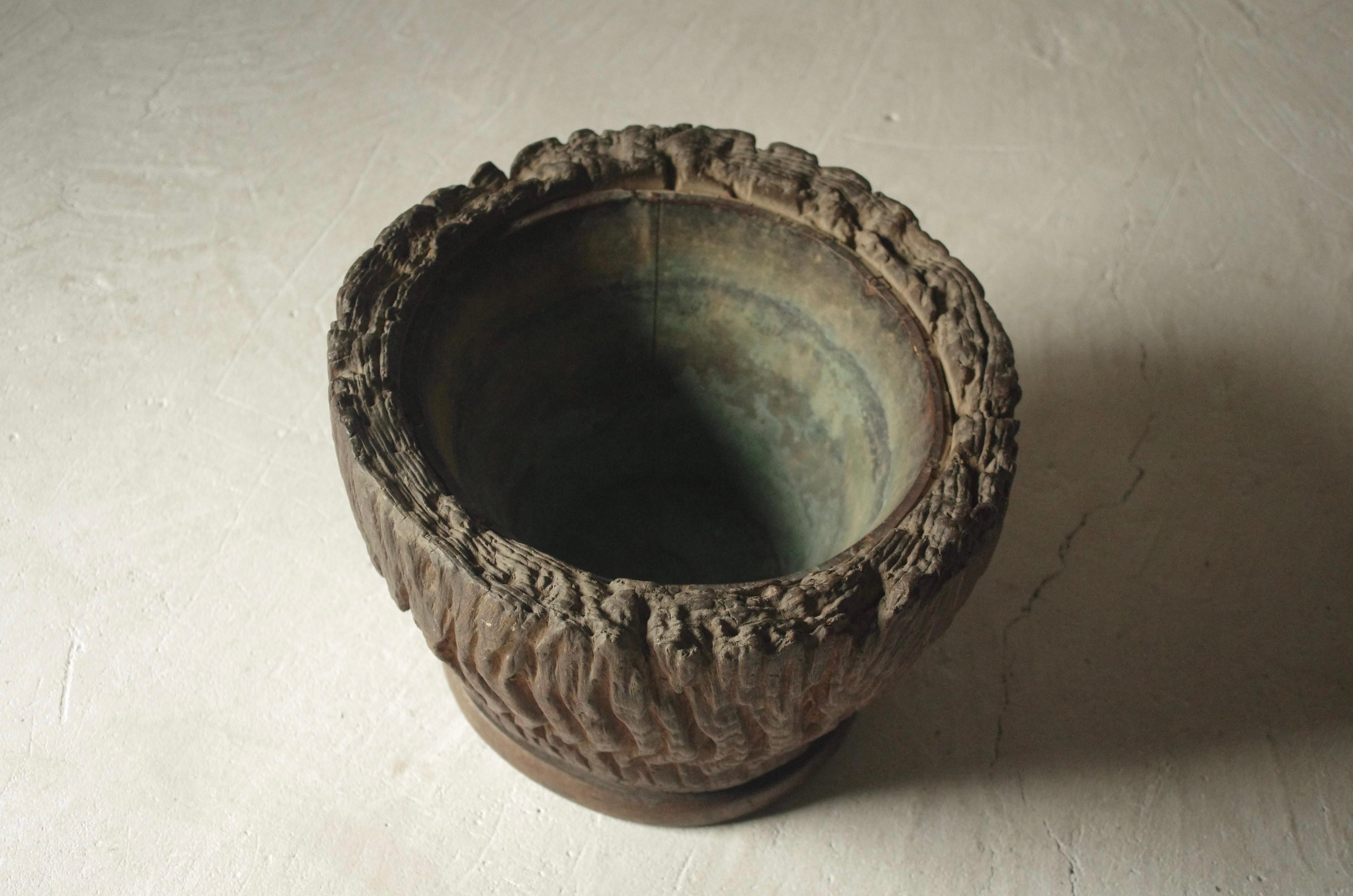 Japonais Brasero japonais ancien en bois/Hibachi Brazier/1868-1912s Wabi-Sabi en vente