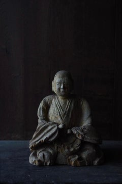 Japanese Antique Wooden Buddha Statue / 1600-1800s / Wabi-sabi