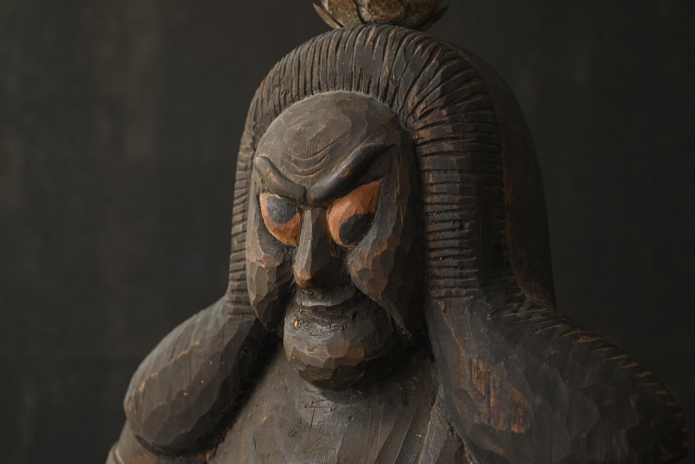 Statue de Bouddha japonaise antique en bois/Acala/Période Edo tardive/19e siècle en vente 6