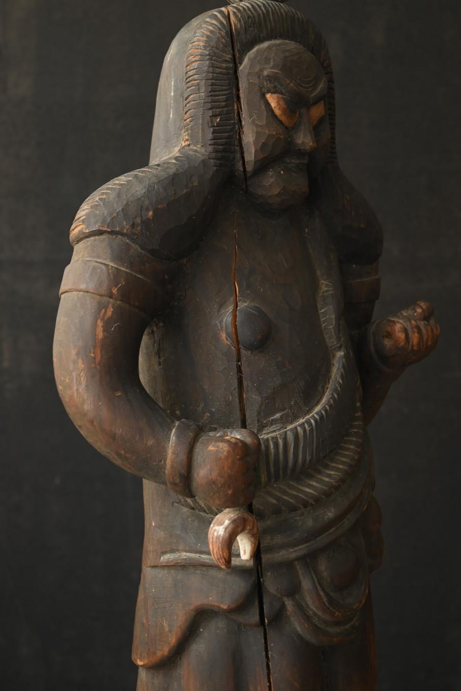 Statue de Bouddha japonaise antique en bois/Acala/Période Edo tardive/19e siècle en vente 7