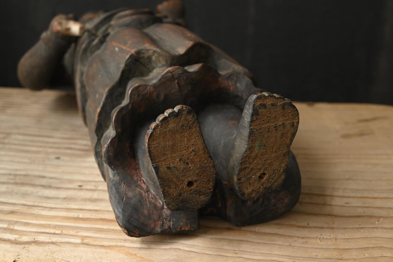 Statue de Bouddha japonaise antique en bois/Acala/Période Edo tardive/19e siècle en vente 11