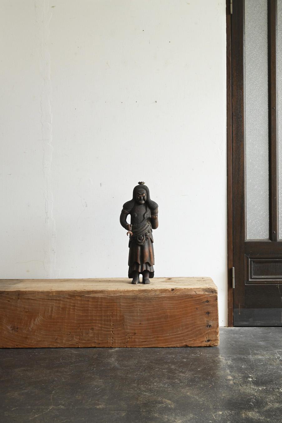 Statue de Bouddha japonaise antique en bois/Acala/Période Edo tardive/19e siècle Bon état - En vente à Sammu-shi, Chiba