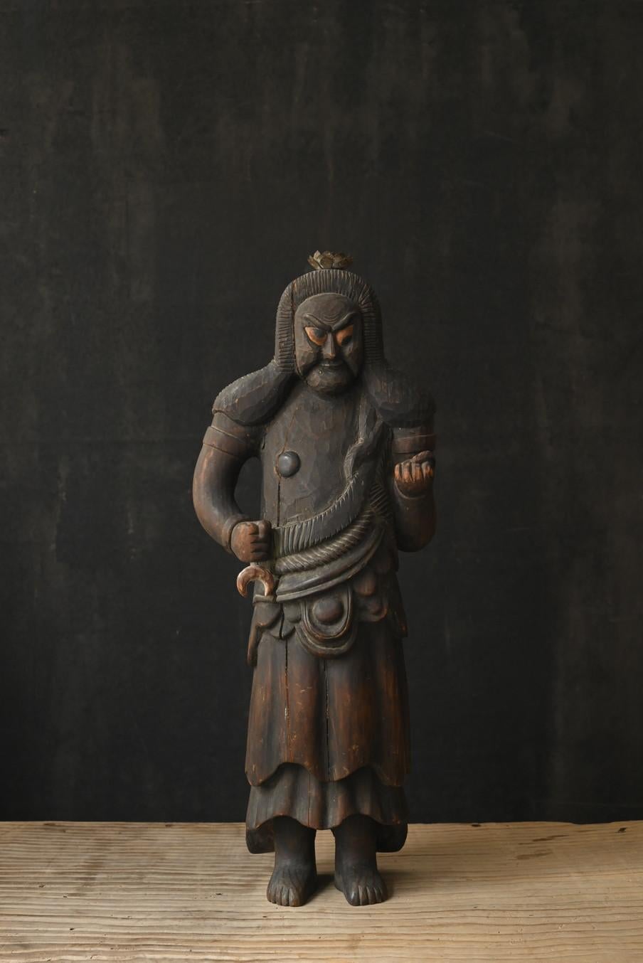 XIXe siècle Statue de Bouddha japonaise antique en bois/Acala/Période Edo tardive/19e siècle en vente