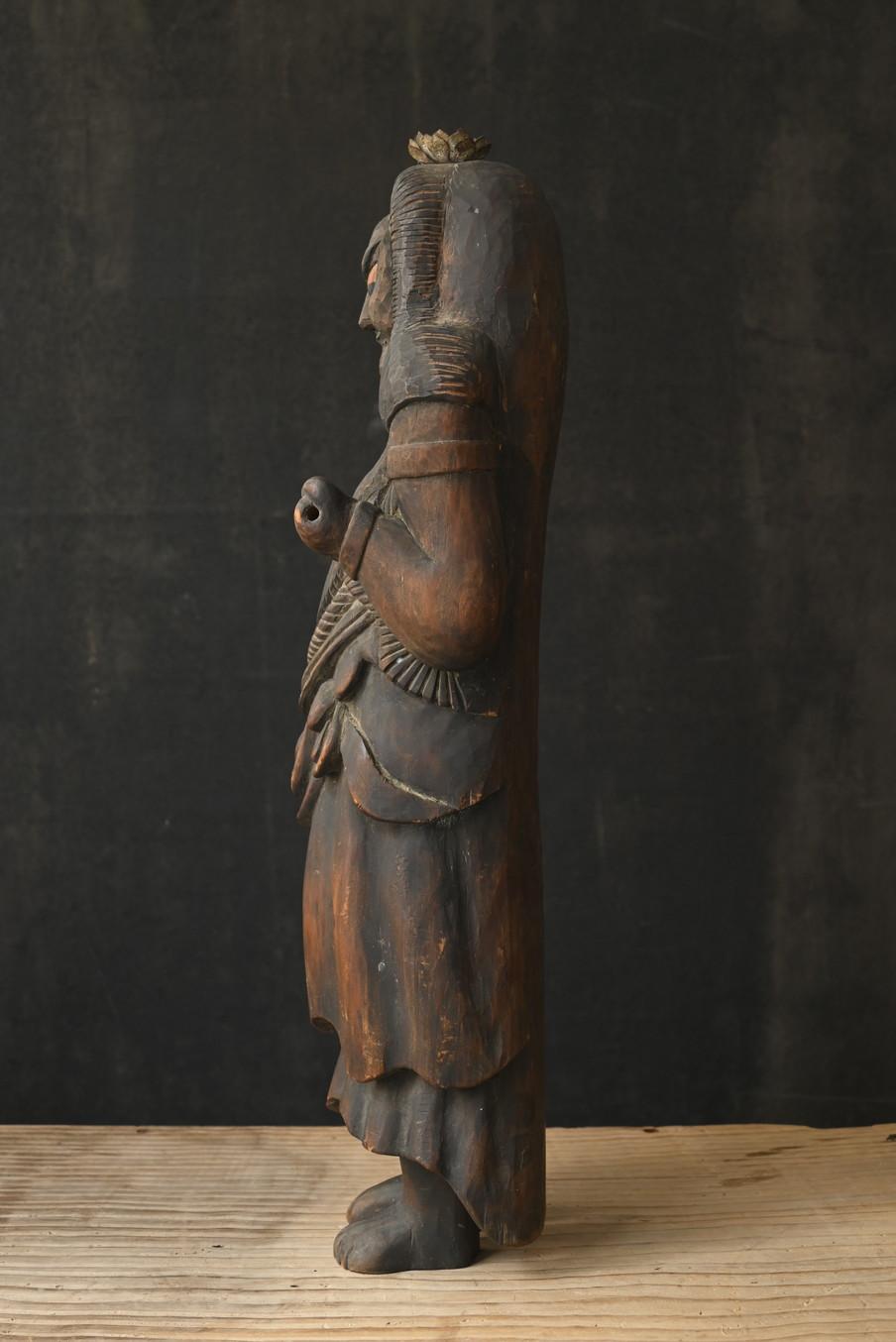 Bois Statue de Bouddha japonaise antique en bois/Acala/Période Edo tardive/19e siècle en vente