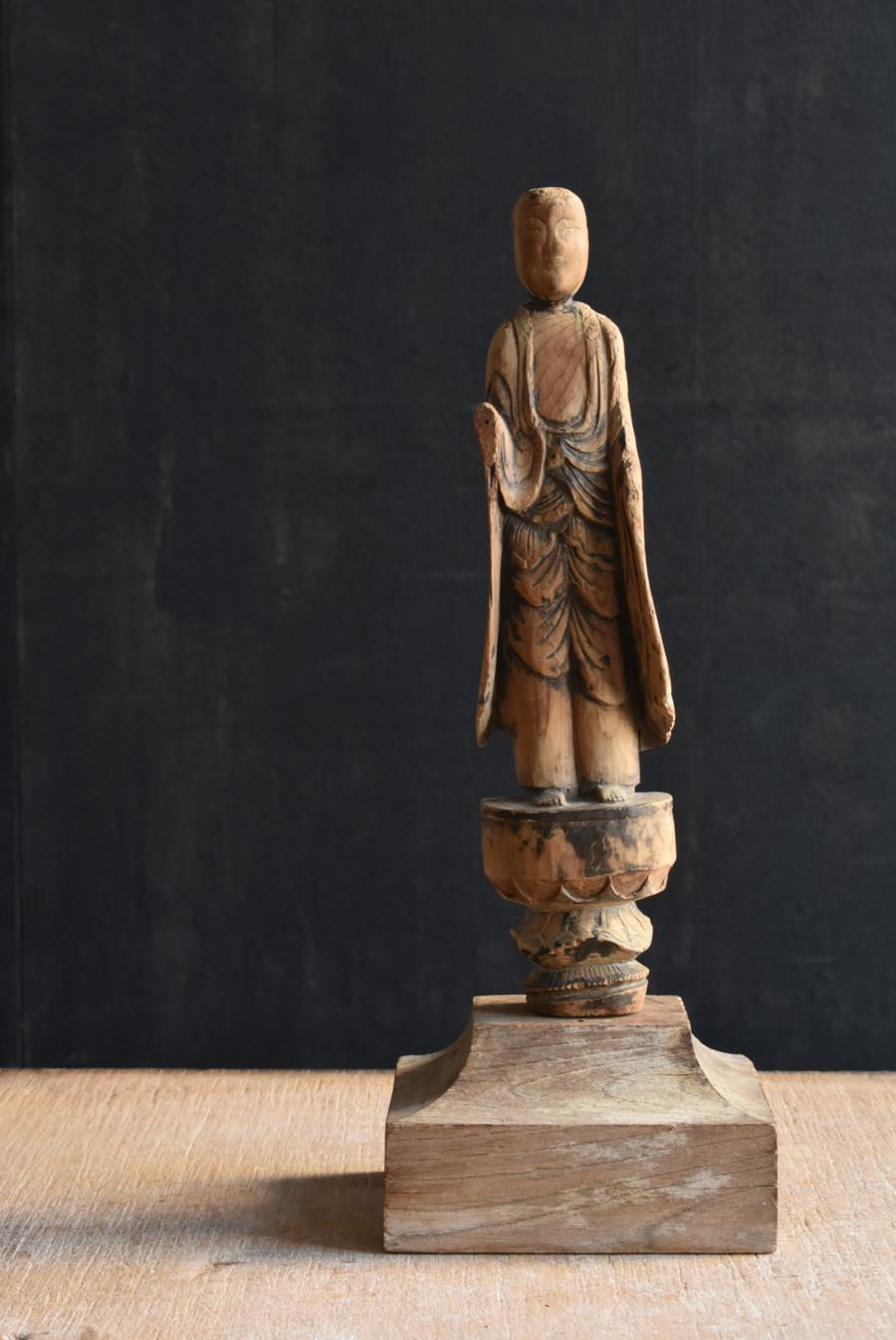 Antike japanische Buddha-Statue/Folk-Buddha-/Edo-Statue aus Holz aus der japanischen Antike/1603-1868 im Angebot 11