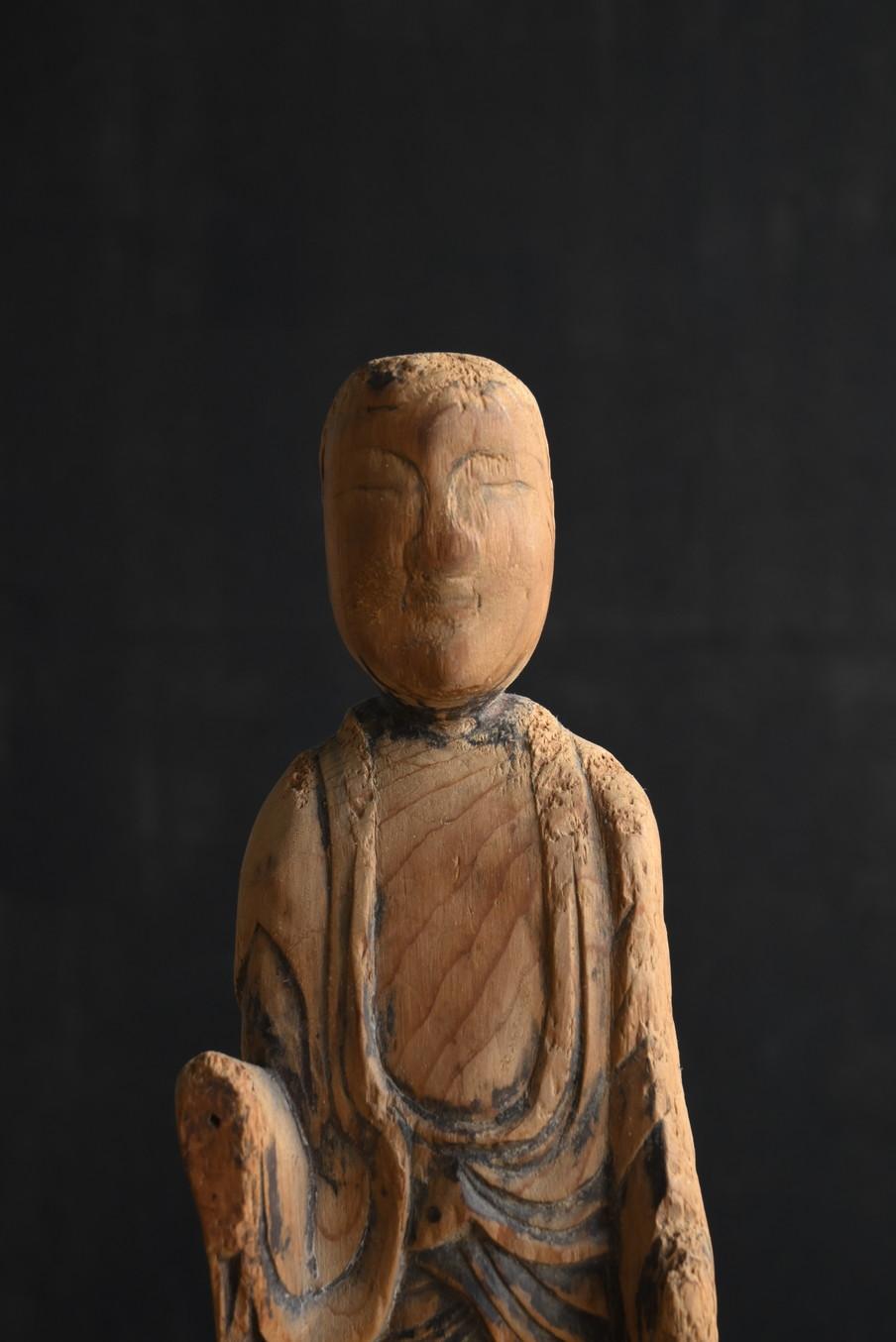 Antike japanische Buddha-Statue/Folk-Buddha-/Edo-Statue aus Holz aus der japanischen Antike/1603-1868 (Zypressenholz) im Angebot