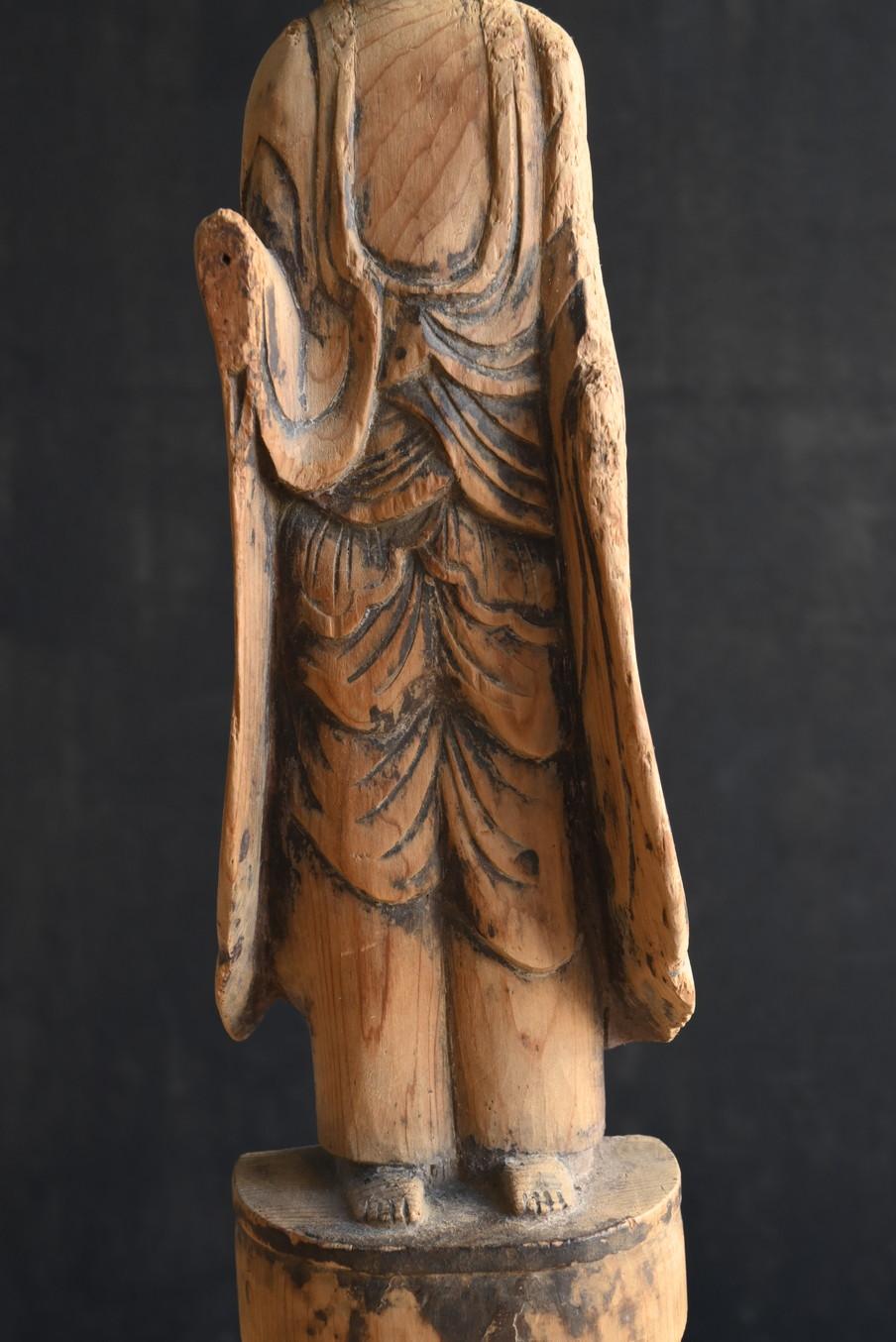 Antike japanische Buddha-Statue/Folk-Buddha-/Edo-Statue aus Holz aus der japanischen Antike/1603-1868 im Angebot 1