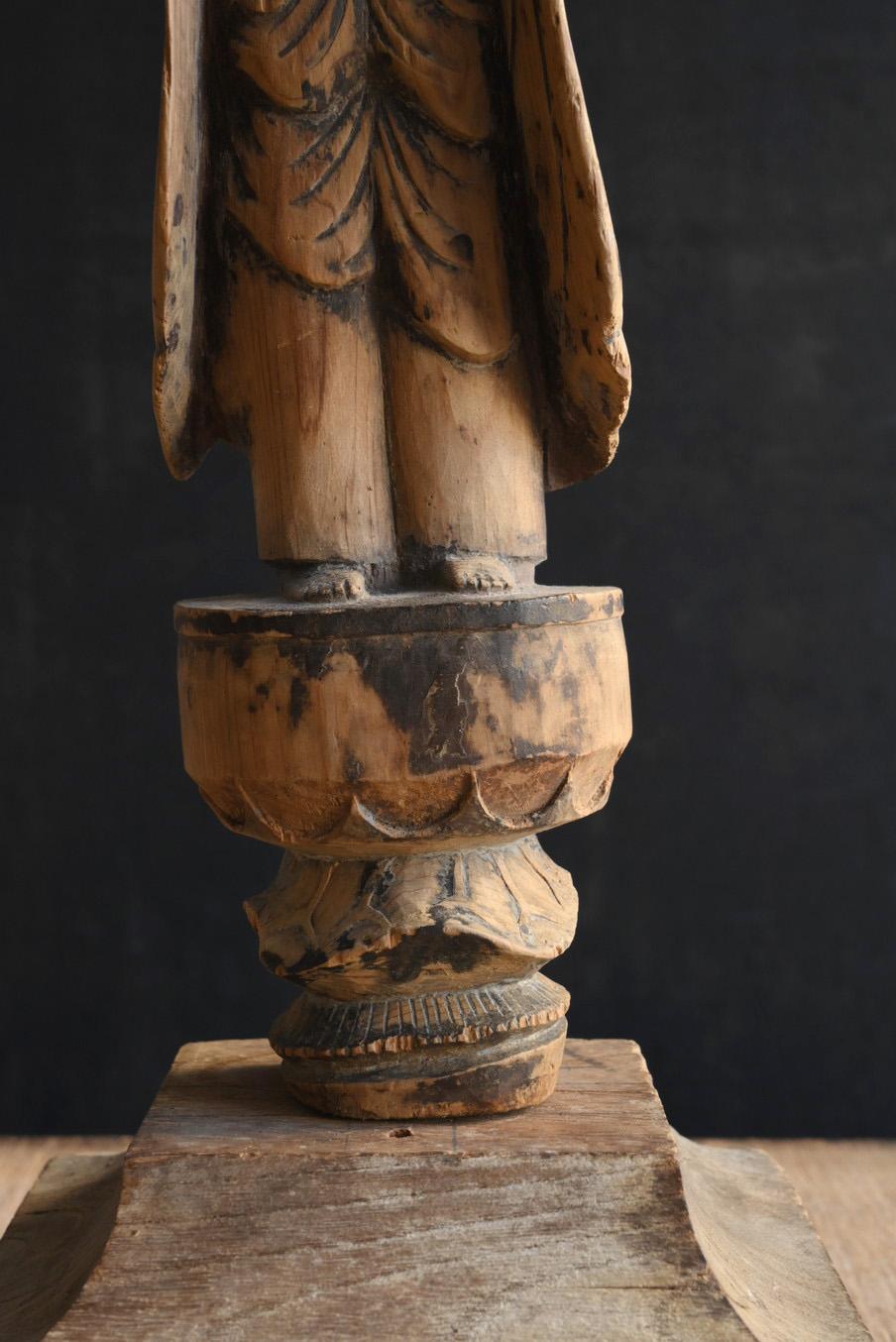 Japanese antique wooden Buddha statue/Folk Buddha/Edo period/1603-1868 For Sale 3