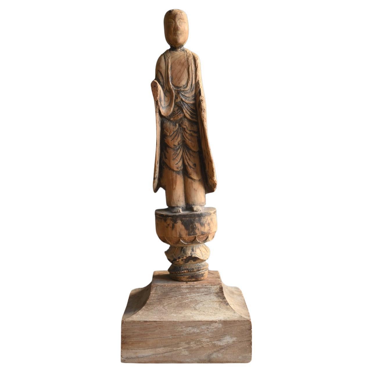 statue de Bouddha japonais ancien en bois/Période Bouddha en laine/Edo/1603-1868 en vente