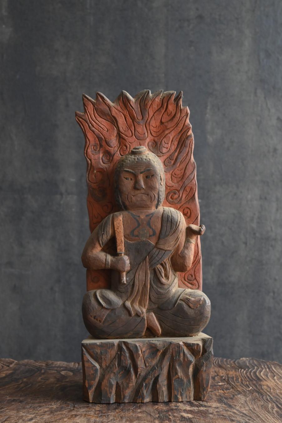 Japanese antique wooden Buddha statue/Fudo Myoo/19th-20th century 8