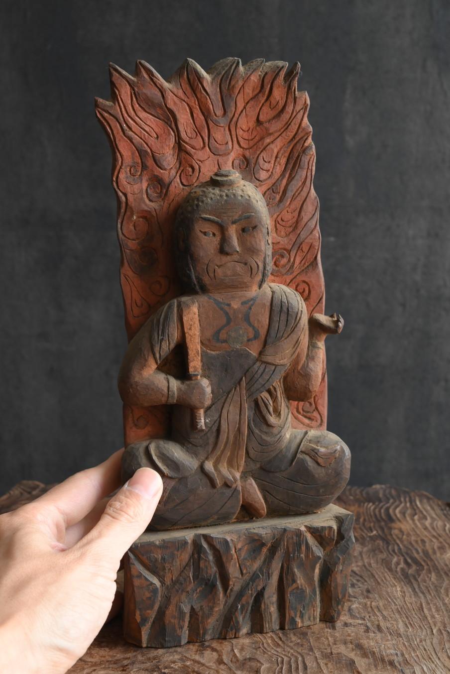Taisho Japanese antique wooden Buddha statue/Fudo Myoo/19th-20th century