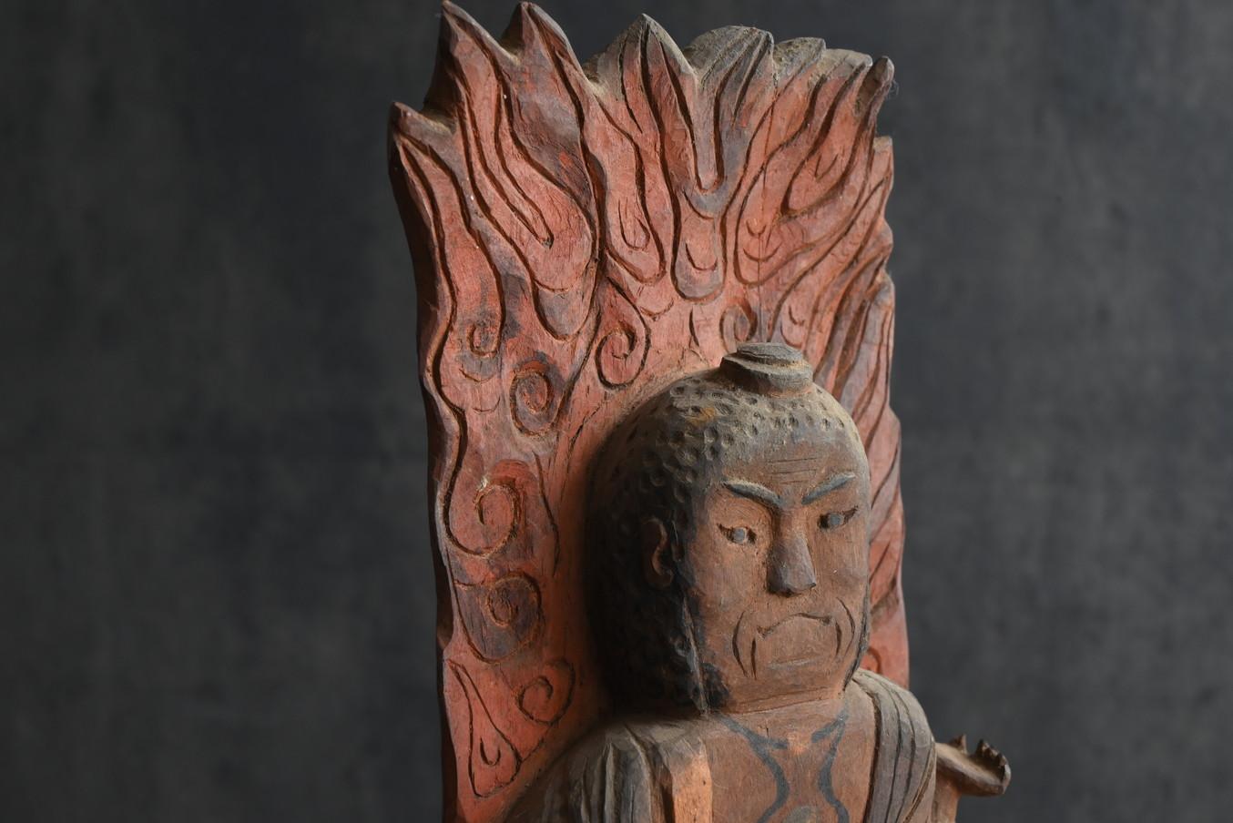 20th Century Japanese antique wooden Buddha statue/Fudo Myoo/19th-20th century