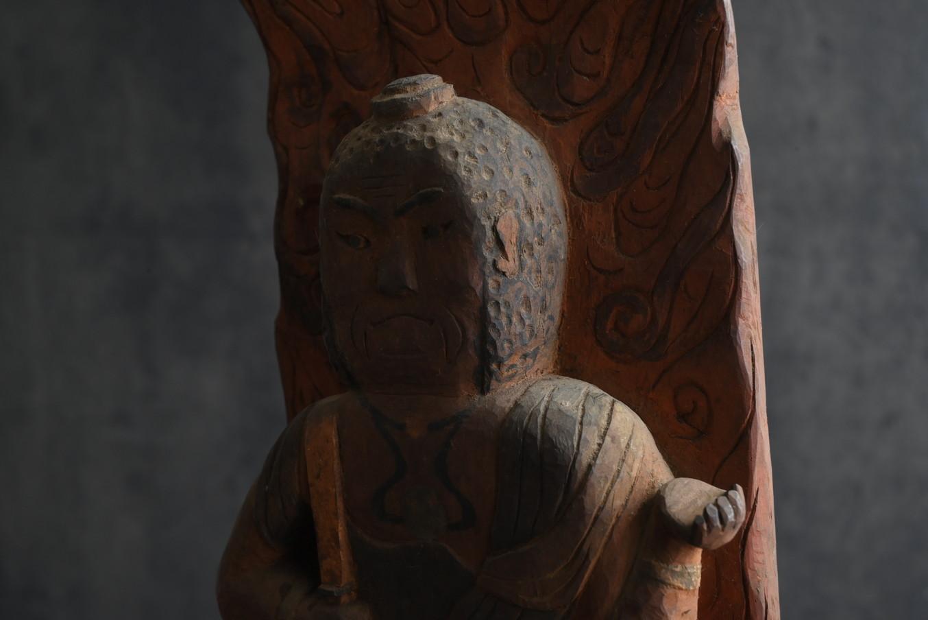 Wood Japanese antique wooden Buddha statue/Fudo Myoo/19th-20th century