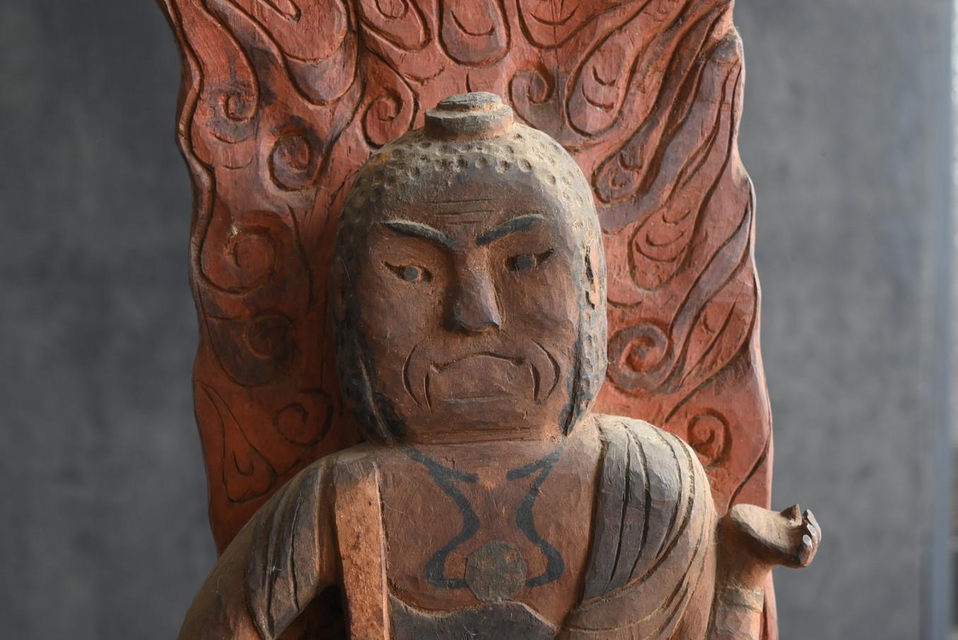 Japanese antique wooden Buddha statue/Fudo Myoo/19th-20th century 1