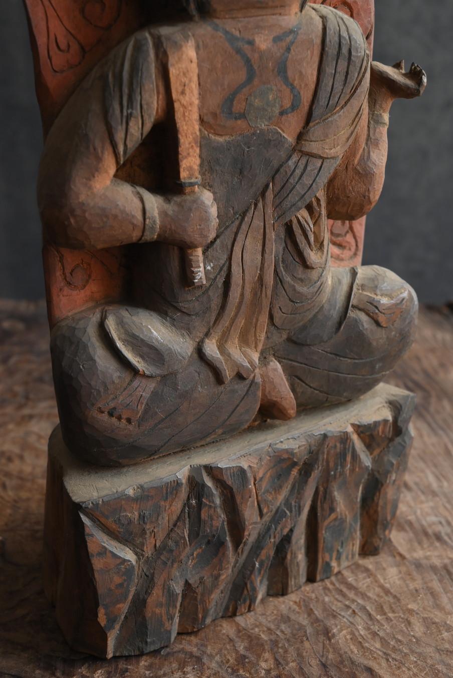 Japanese antique wooden Buddha statue/Fudo Myoo/19th-20th century 2