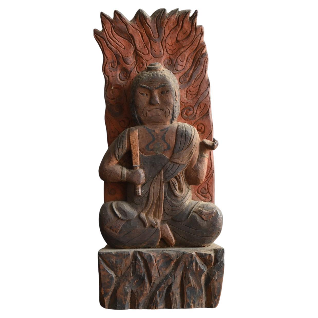 statue de Bouddha japonais ancien en bois/Fudo Myoo/19e-20e siècle