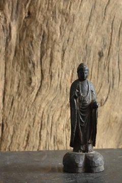 Statue de Bouddha japonaise ancienne en bois/Yakushi Nyorai, 18e-19e siècle/Edo