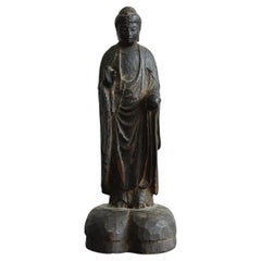 Japanese Antique Wooden Buddha Statue/Yakushi Nyorai, 18th-19th Century/Edo