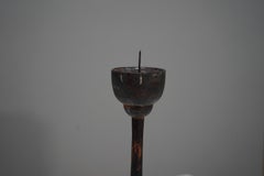 Antiguo candelabro japonés de madera, finales del siglo XIX, Wabi-Sabi