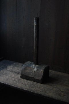 Japanese Antique Wooden Candle Stick / Folk Art Object / 1868-1912s / WabiSabi