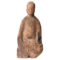 Japanese Antique Wooden Carved Buddha 14th-16th century / Statue Wabi-Sabi
