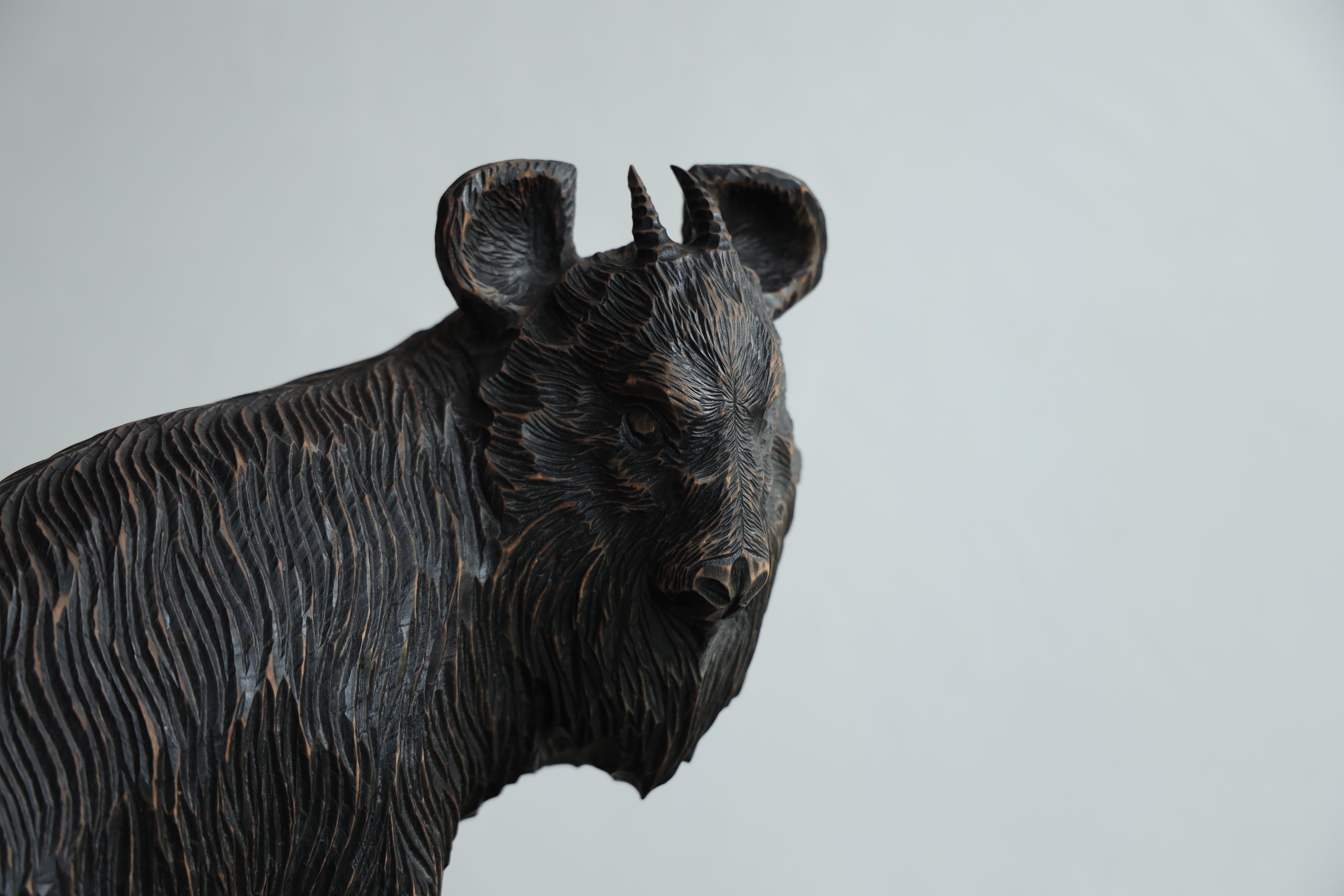 Hand-Carved Japanese Antique Wooden  Carved Deer figurine For Sale
