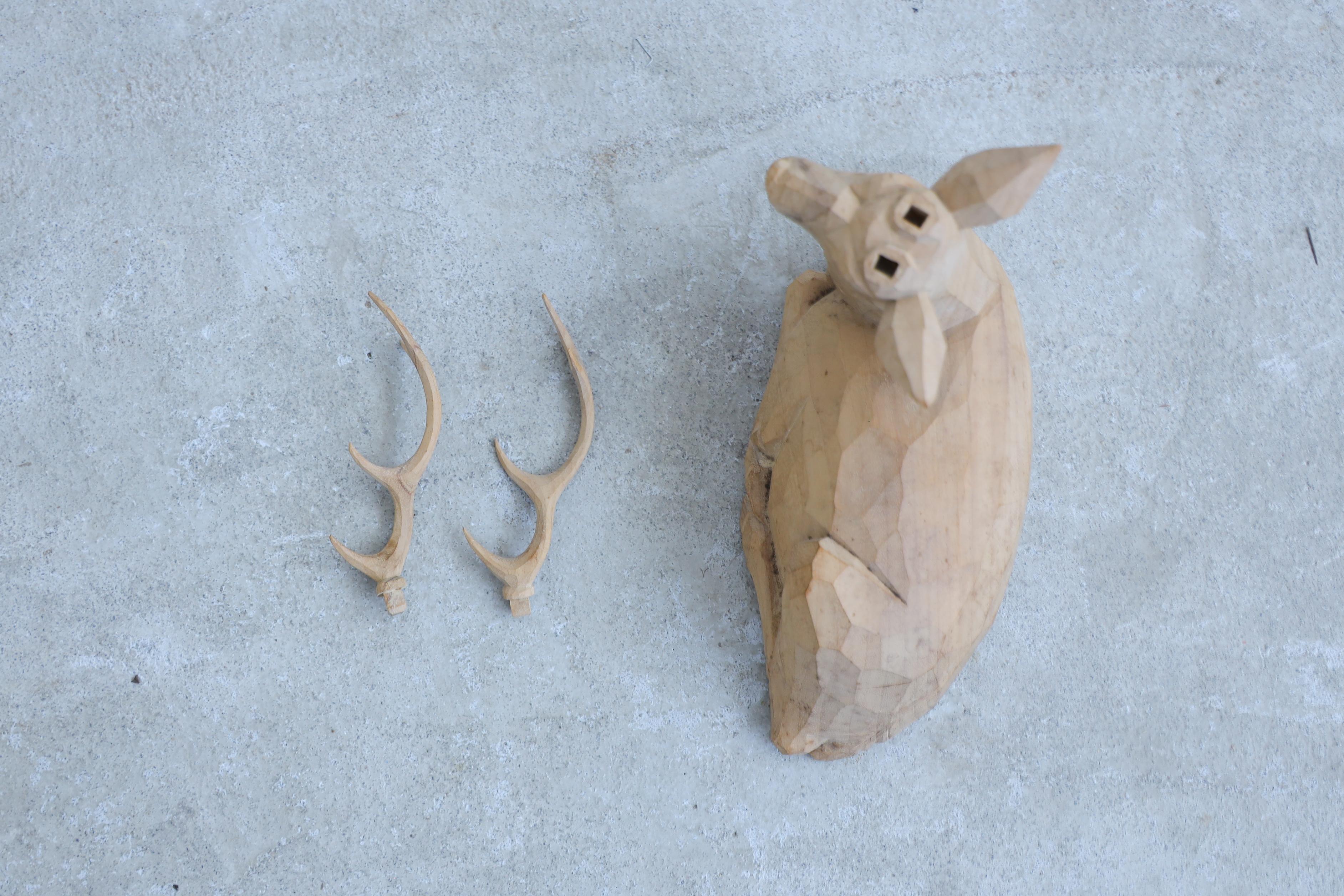 Japanese Antique Wooden  Carved Deer figurine 2