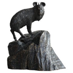 Madera Antigua Japonesa  Figura de ciervo tallada