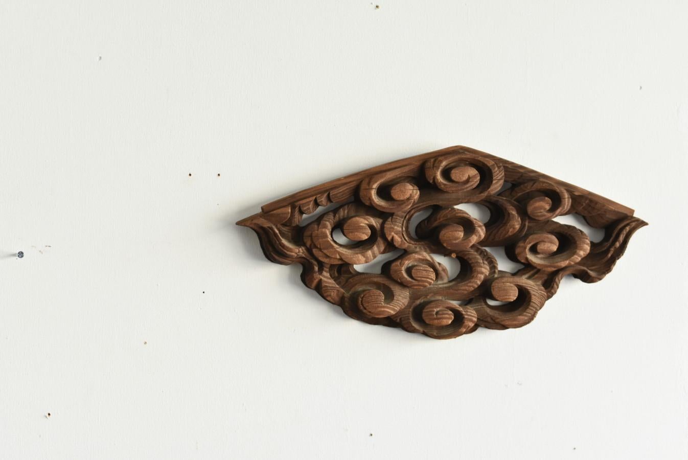 Edo Japanese Antique Wooden Cloud Sculpture/Wall Hanging Decoration/1700-1860
