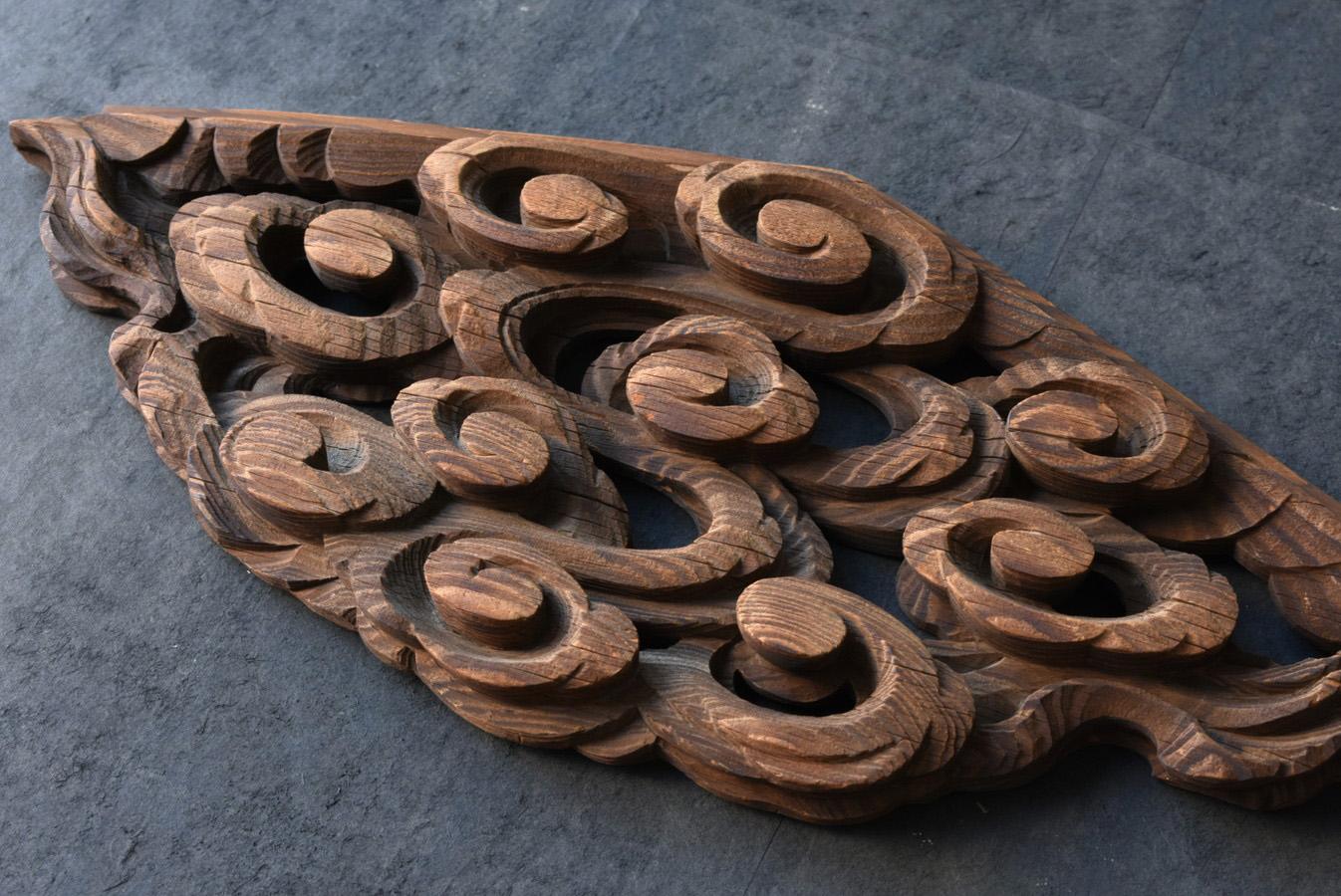 Japanese Antique Wooden Cloud Sculpture/Wall Hanging Decoration/1700-1860 1