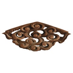 Escultura japonesa antigua de madera en forma de nube/Decoración para colgar en la pared/1700-1860