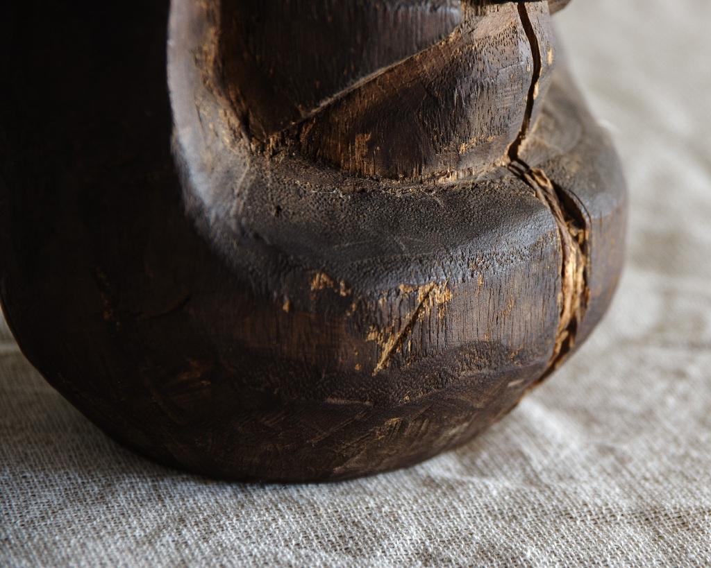 Daruma Japonés Antiguo de Madera, Finales de la Era Edo '1603-1868', Wabi Sabi en venta 1