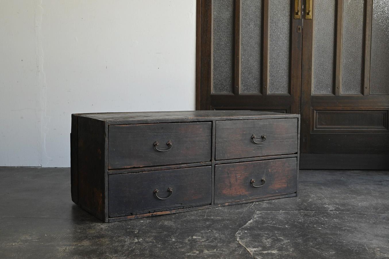 18th Century Japanese antique wooden drawer/1788/Edo period/Wabi-Sabi furniture For Sale