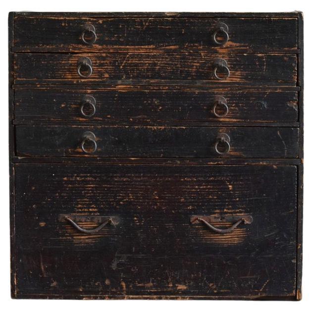 Japanese Antique Wooden Drawer/1800-1912/Wabisabi Storage Chest/Tansu