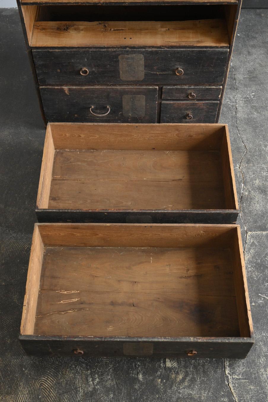 Japanese antique wooden drawer/1868-1920/Wabi-Sabi bedside chest/meiji-taisho For Sale 8