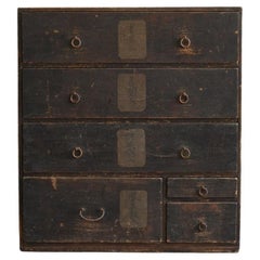 Japanese antique wooden drawer/1868-1920/Wabi-Sabi bedside chest/meiji-taisho