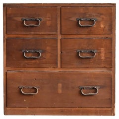Japanese Antique Wooden Drawer / Tansu Chest / 1868-1926 / Meiji Era