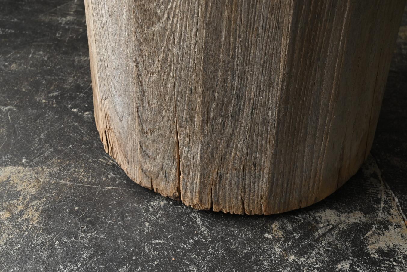 Japanese antique wooden high stool/20th century/Wabi-sabi chair For Sale 4