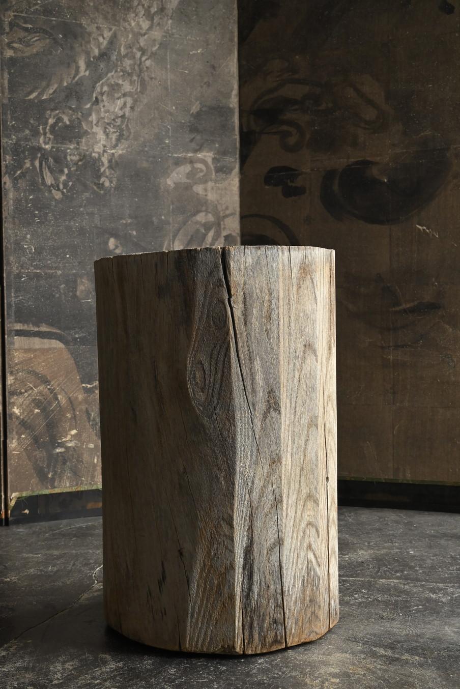 Woodwork Japanese antique wooden high stool/20th century/Wabi-sabi chair For Sale