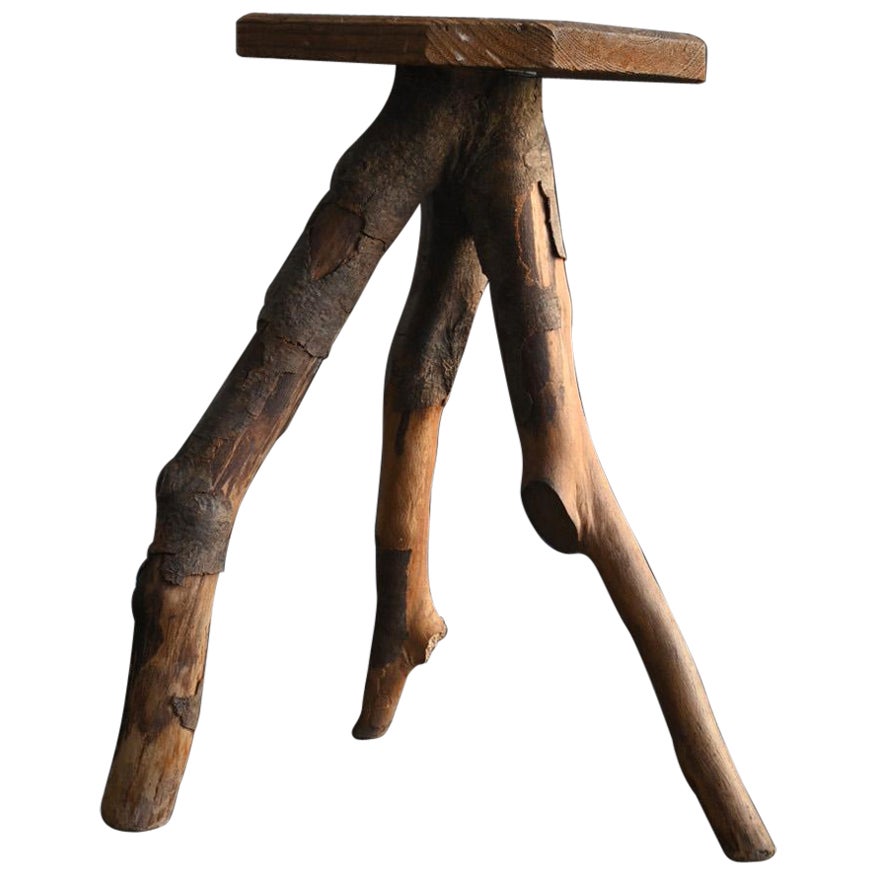 Sgabello antico giapponese in legno/Taisho-Showa era/Sgabello a ramo d'albero
