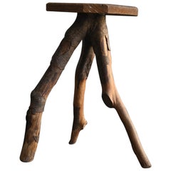Japanese antique wooden high stool/Taisho-Showa era/Tree branch stool