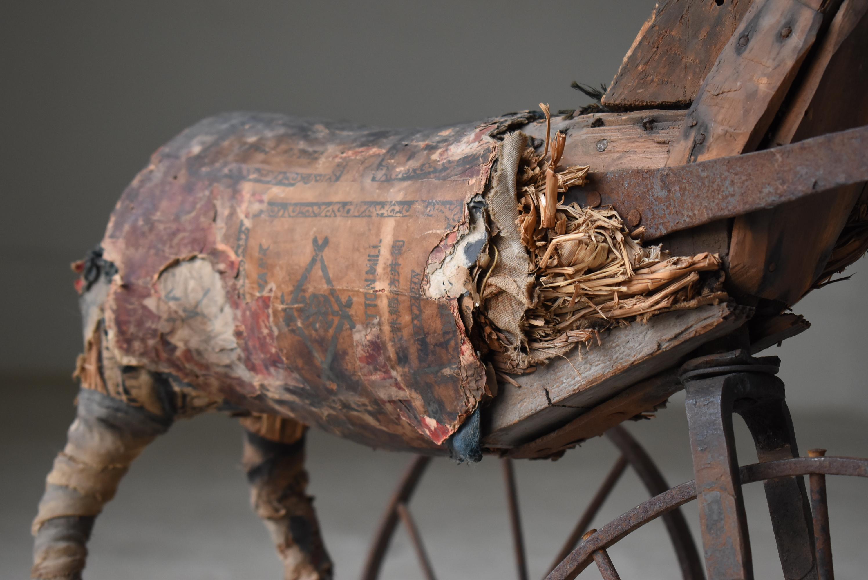 Japanese Antique Wooden Horse Tricycle 1860s-1900s / Sculpture Wabisabi  For Sale 8