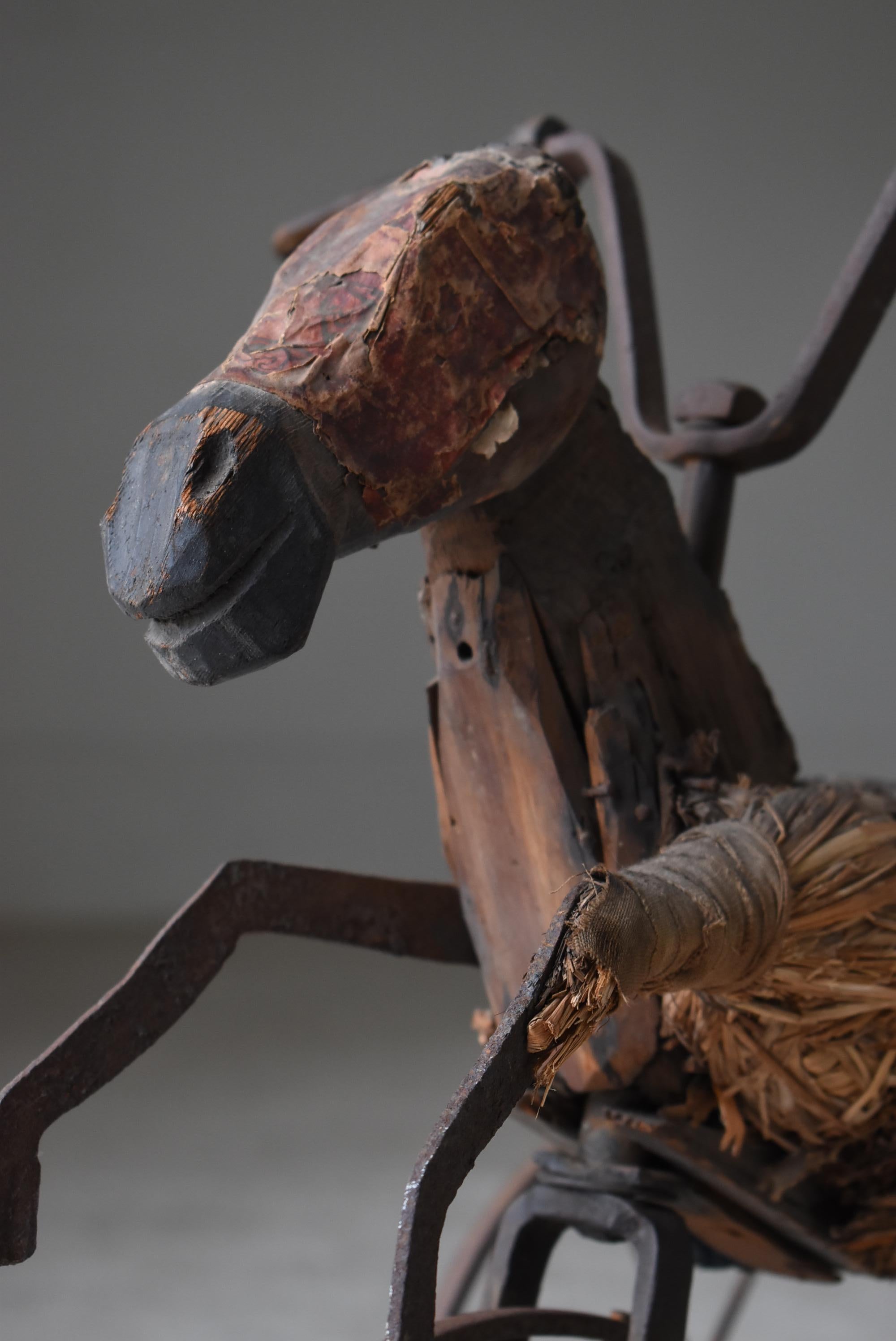 Meiji Japanese Antique Wooden Horse Tricycle 1860s-1900s / Sculpture Wabisabi  For Sale