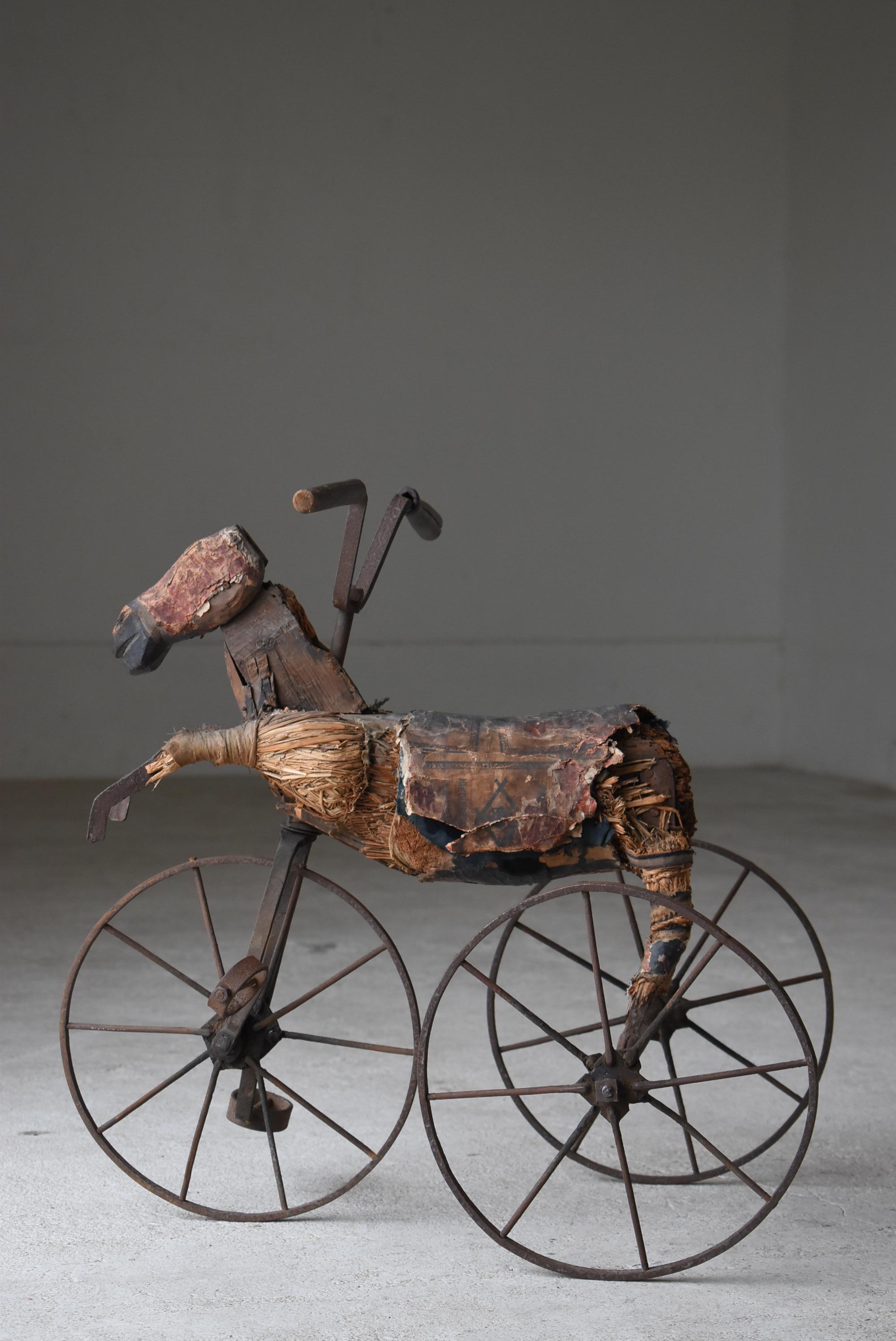 20th Century Japanese Antique Wooden Horse Tricycle 1860s-1900s / Sculpture Wabisabi  For Sale