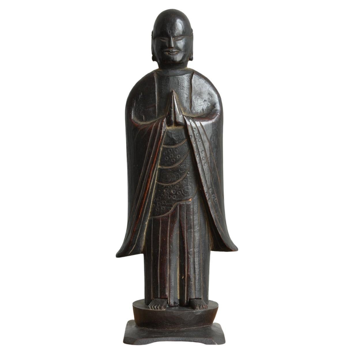 Japanese antique wooden Jizo Bodhisattva/Jizo Bodhisattva, 18th-19th Century/Edo