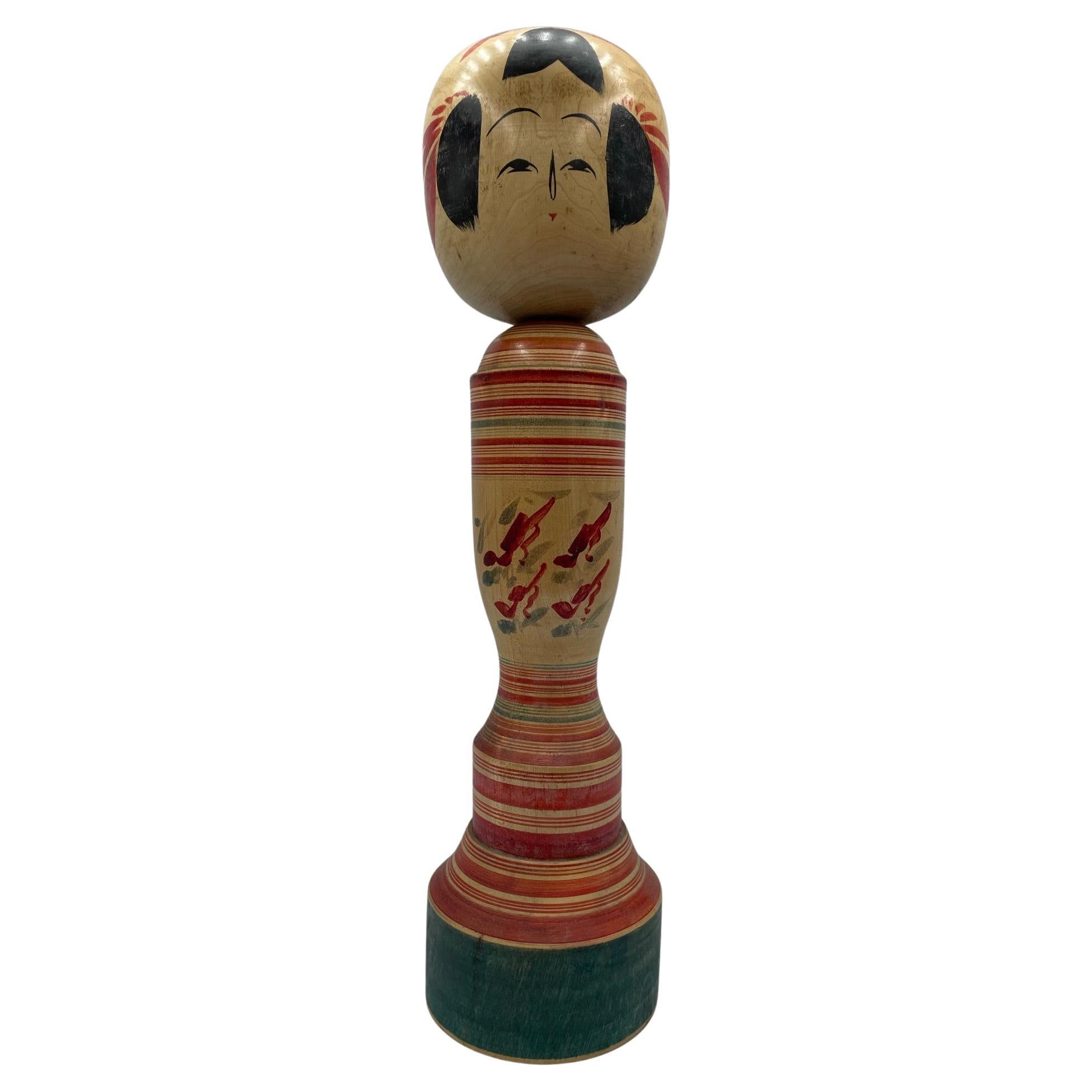 Japanese Antique Wooden Kokeshi Doll 1970s Height48cm