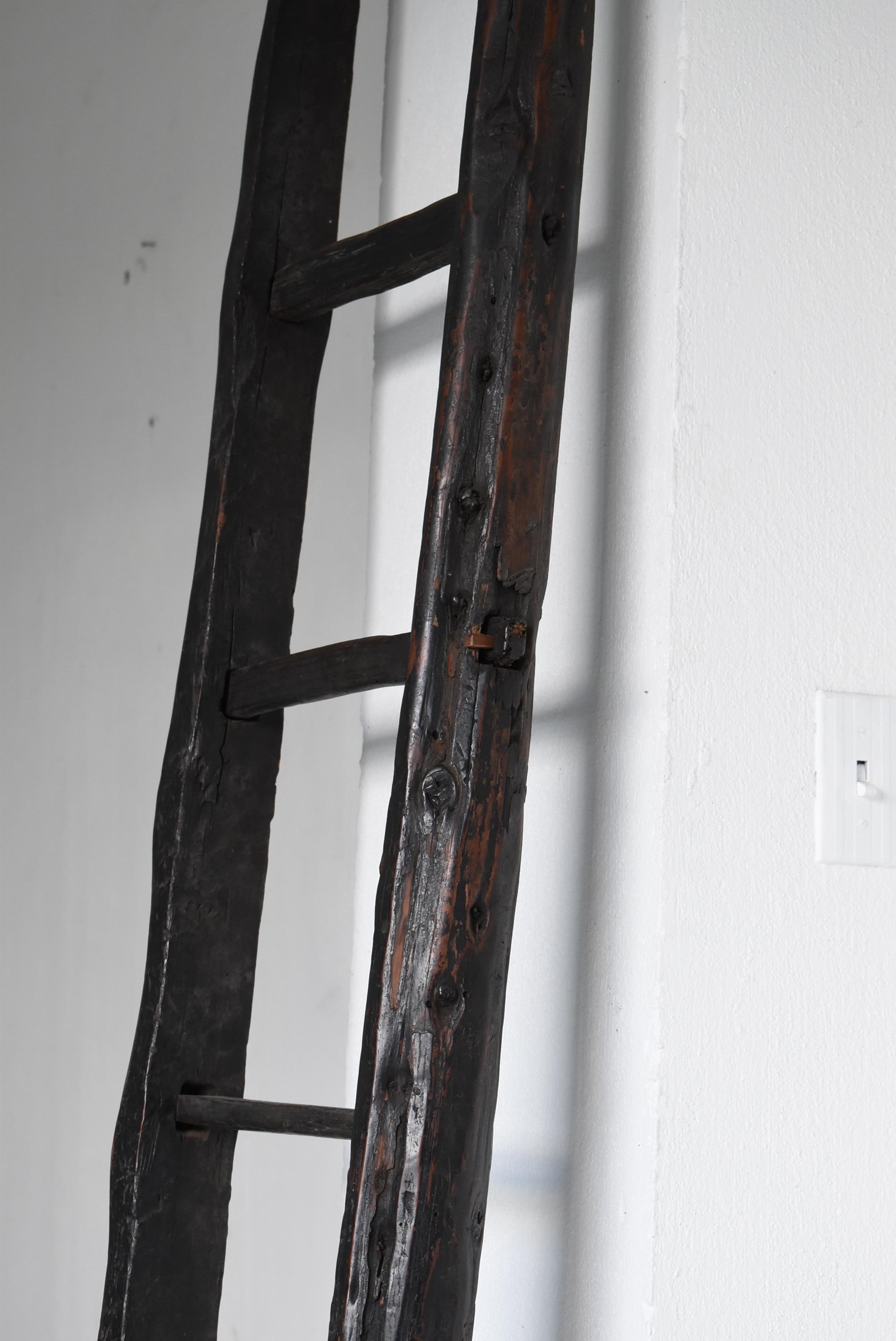 Japanese Antique Wooden Ladder 1800s-1860s / Wabi Sabi Primitive Mingei Object 8