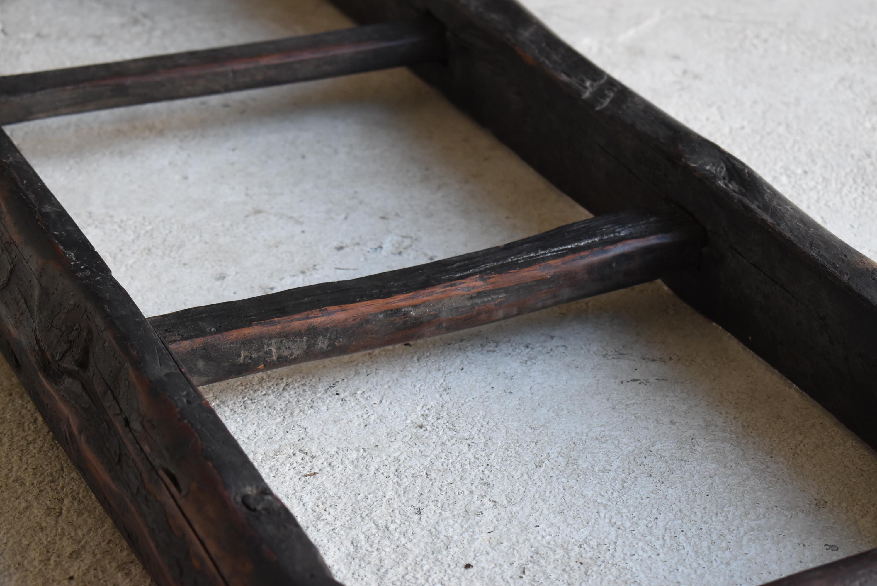 Japanese Antique Wooden Ladder 1800s-1860s / Wabi Sabi Primitive Mingei Object 3