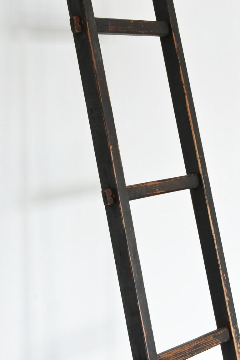 Japanese Antique Wooden Ladder/Wall Hanging Object/Meiji Period /1868
